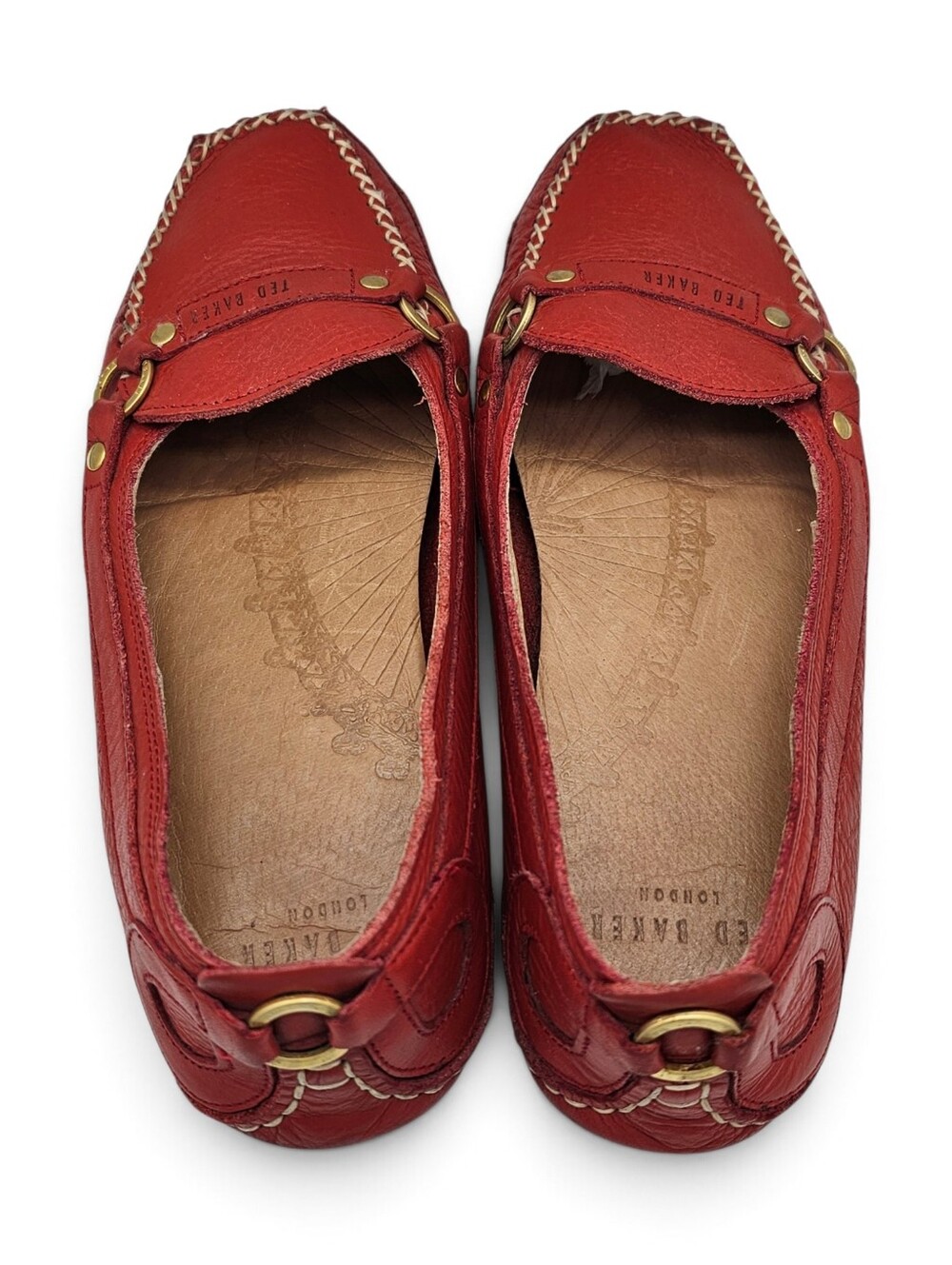 Ted Baker London Red Leather Driving Moccasins Loafers Size 7 US - Picture 4 of 15